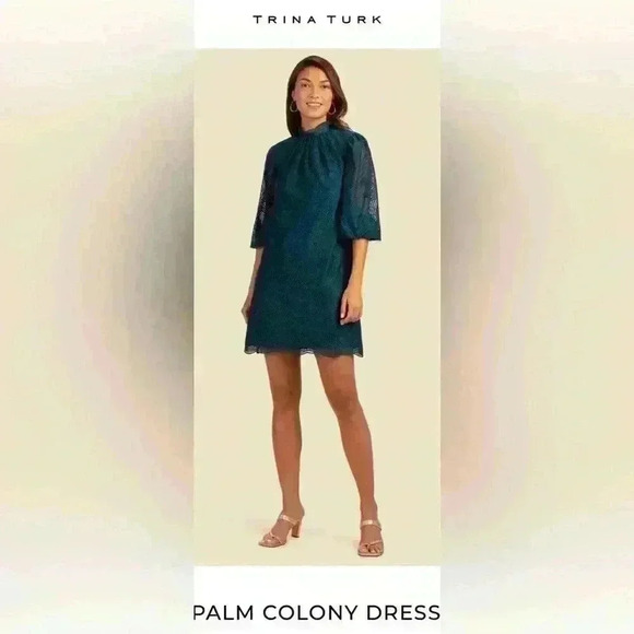 NWT - Trina Turk PALM COLONY DRESS Green Size 8 - Picture 3 of 8